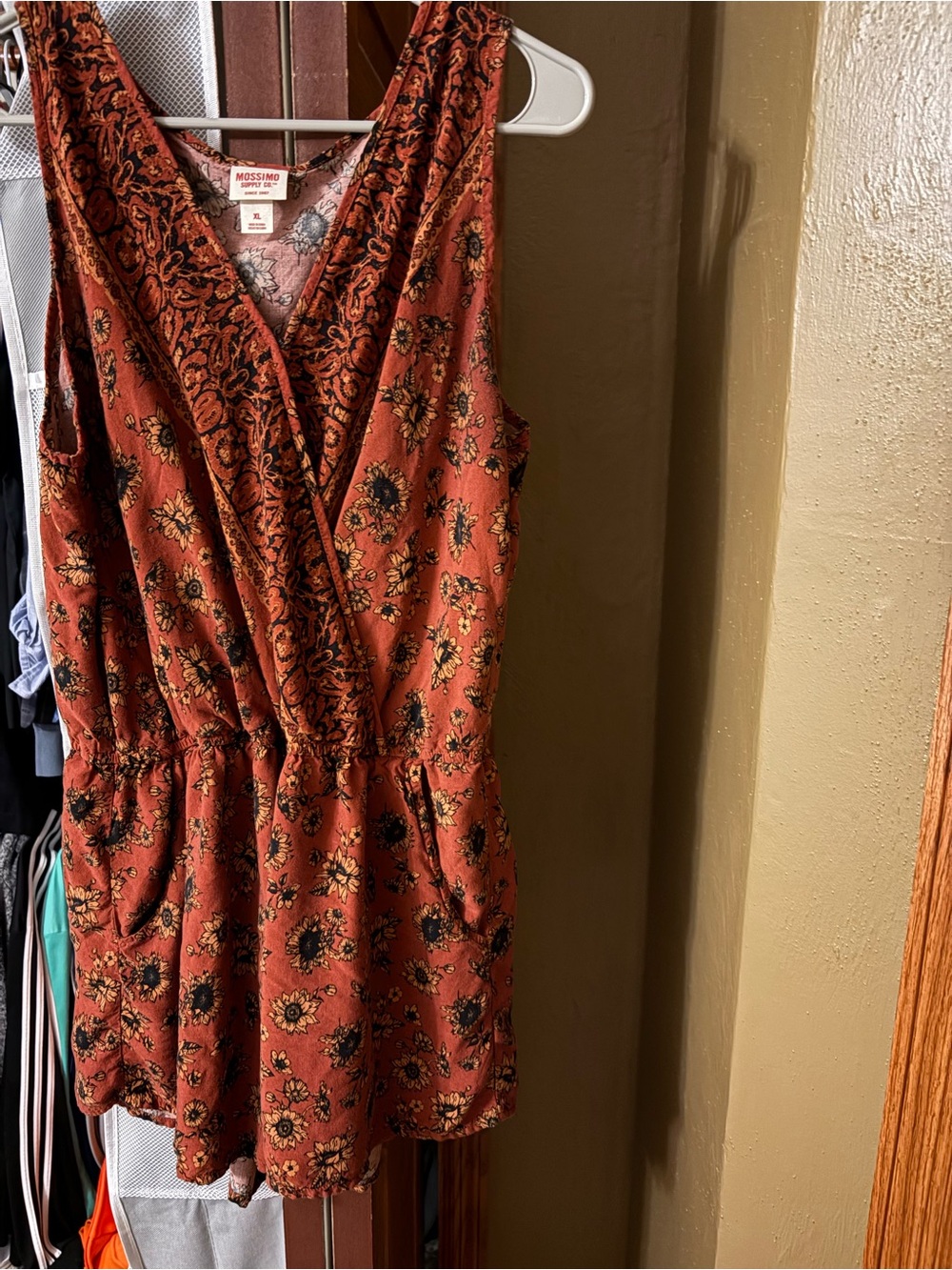 Mossimo Supply Co. Rust Floral Romper XL